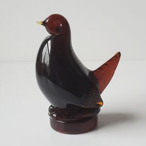 Altaglass Alta Glass Amber Brown Bird Paperweight Hand Made Medicine Hat Vtg EUC